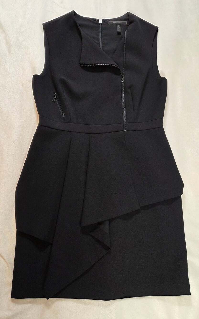 BCBGMaxAzria Black Nikki Zip Front Peplum Mini Dress Size 10